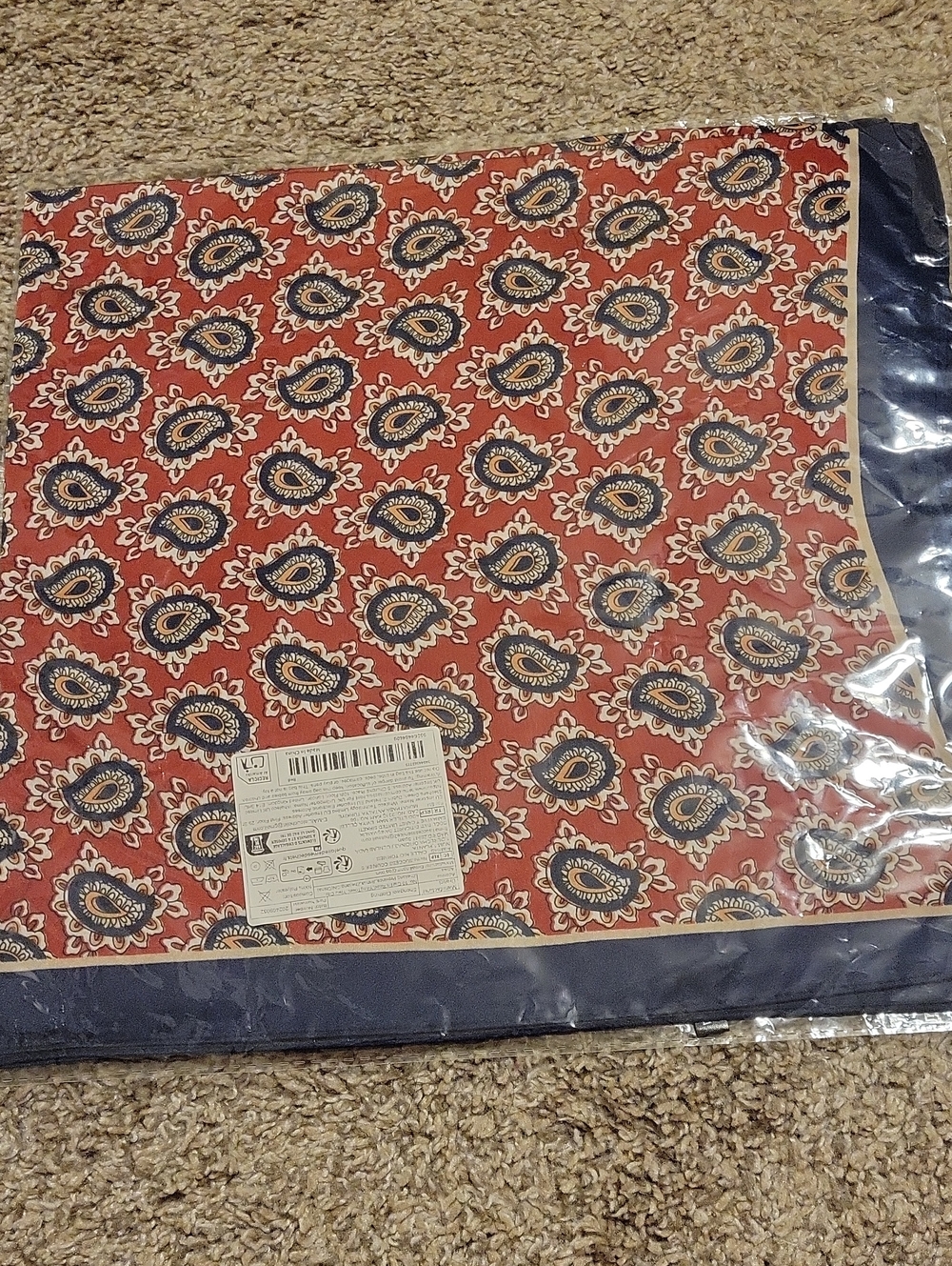 Printed Paisley Decorative Throw - Red/Navy